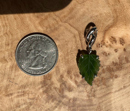 Canadian Jade Silver Leaf Pendant – Sterling Silver Jewelry 5816