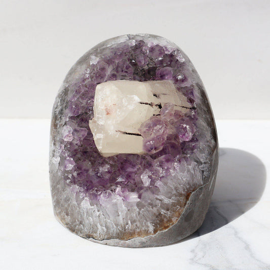 Amethyst Geode - White Quartz - Calcite – Rare Amethysts Geode Crystals Calcite