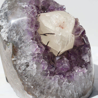 Amethyst Geode - White Quartz - Calcite – Rare Amethysts Geode Crystals Calcite