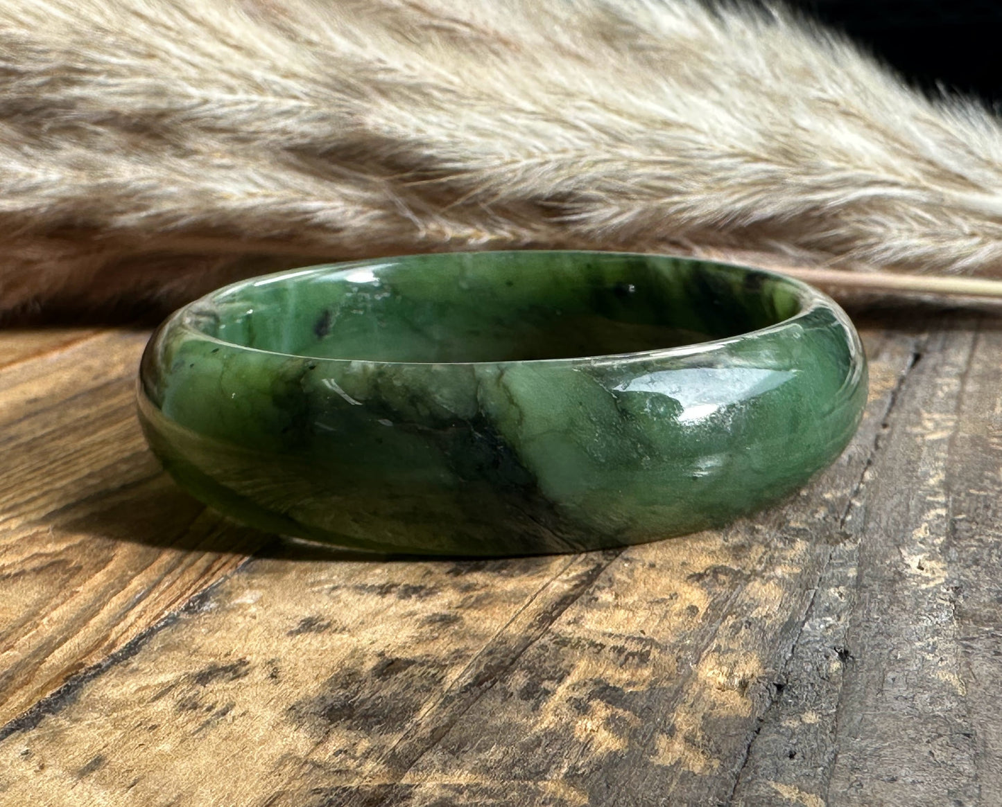 Wide Jade Bangles 15mm – Genuine Nephrite Jade Bracelets, Multiple Sizes