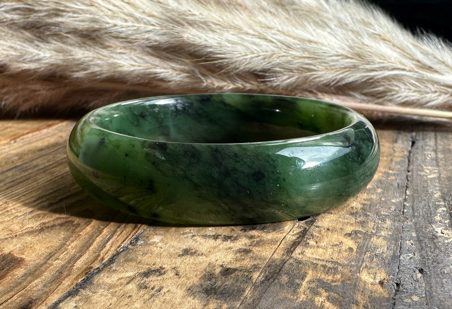 Wide Jade Bangles 15mm – Genuine Nephrite Jade Bracelets, Multiple Sizes