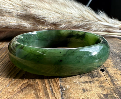 Wide Jade Bangles 15mm – Genuine Nephrite Jade Bracelets, Multiple Sizes