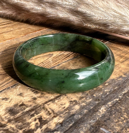 Wide Jade Bangles 15mm – Genuine Nephrite Jade Bracelets, Multiple Sizes
