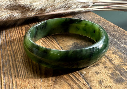 Wide Jade Bangles 15mm – Genuine Nephrite Jade Bracelets, Multiple Sizes