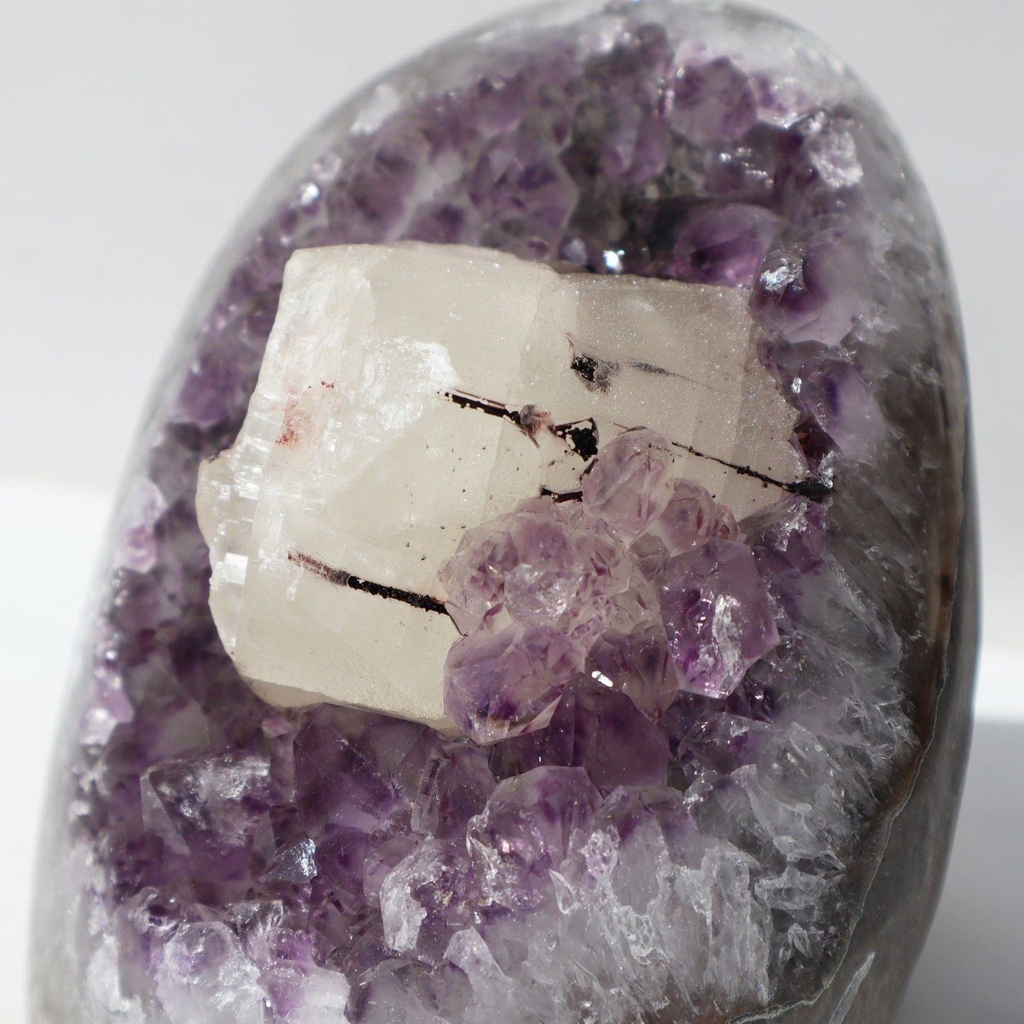 Amethyst Geode - White Quartz - Calcite – Rare Amethysts Geode Crystals Calcite