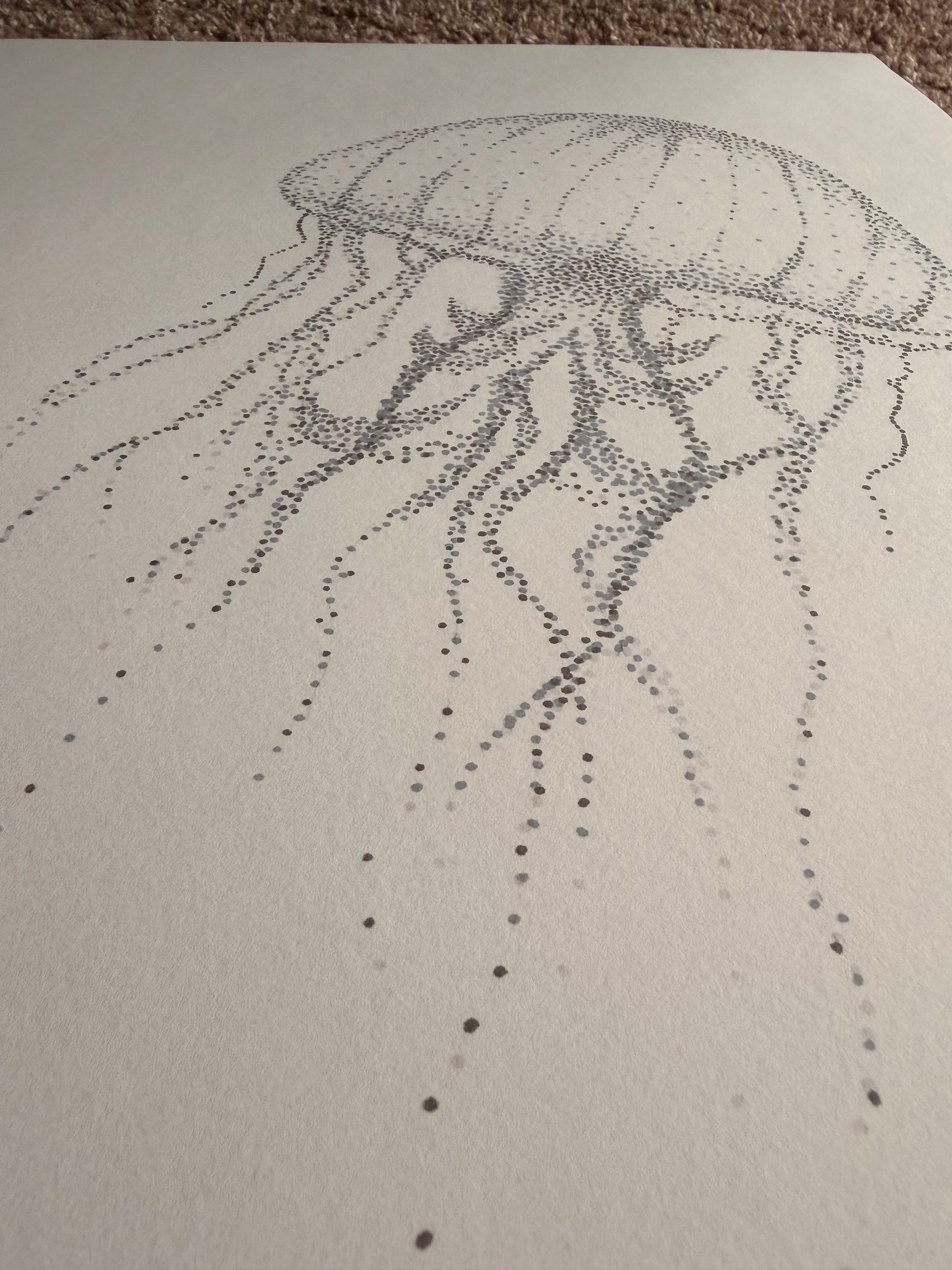 Marine Life Dot Art 14x17 - Ocean Wall Art Set – Jellyfish
