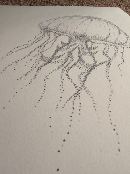 Marine Life Dot Art 14x17 - Ocean Wall Art Set – Jellyfish