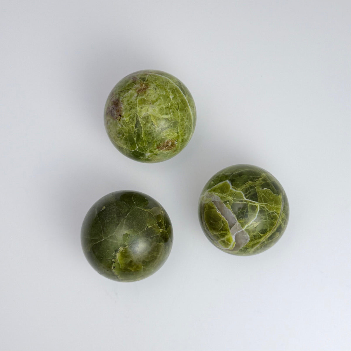 Green Opal Crystal Spheres & Free Forms