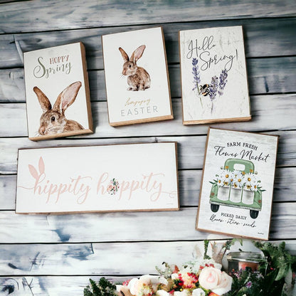 Hello Spring – wooden block sign