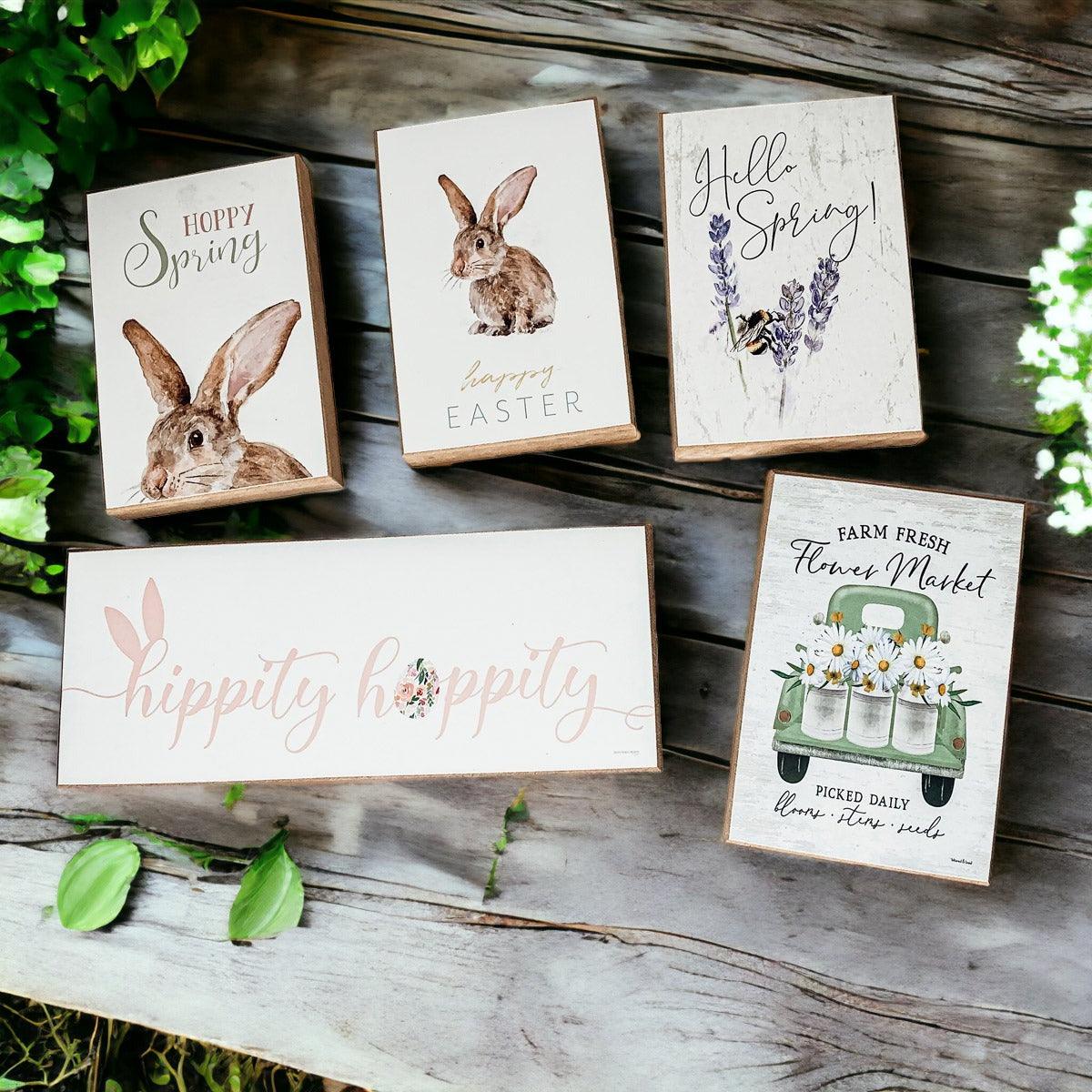Hello Spring – wooden block sign