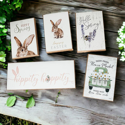 Hello Spring – wooden block sign