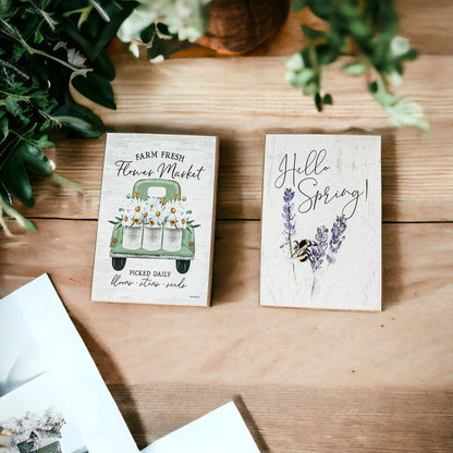 Hello Spring – wooden block sign
