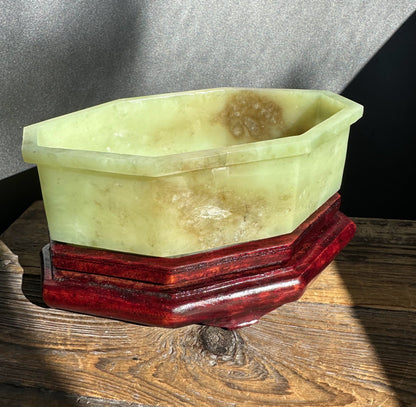 Vintage 1970 Korean Jade Bowl 5.95" – Hand Carved 1970s