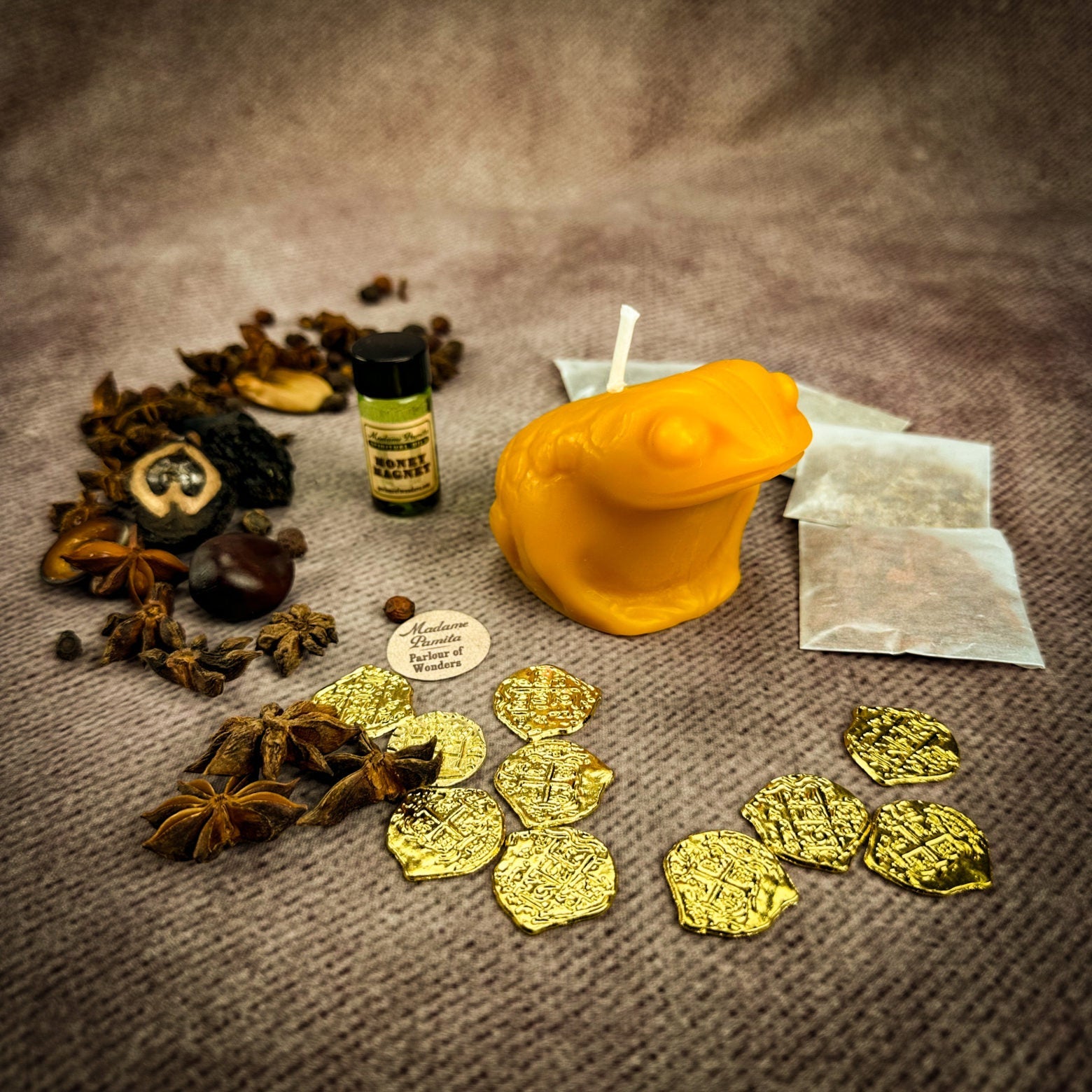 Lucky Money Frog Candle Spell Kit - Abundance & Prosperity – Yellow (Money Luck) Candle Spell Kit