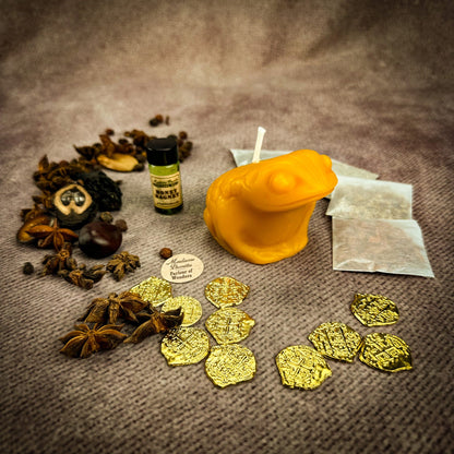 Lucky Money Frog Candle Spell Kit - Abundance & Prosperity – Yellow (Money Luck) Candle Spell Kit