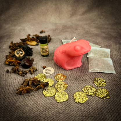 Lucky Money Frog Candle Spell Kit - Abundance & Prosperity – Pink (Abundance for Loved Ones) Candle Spell Kit