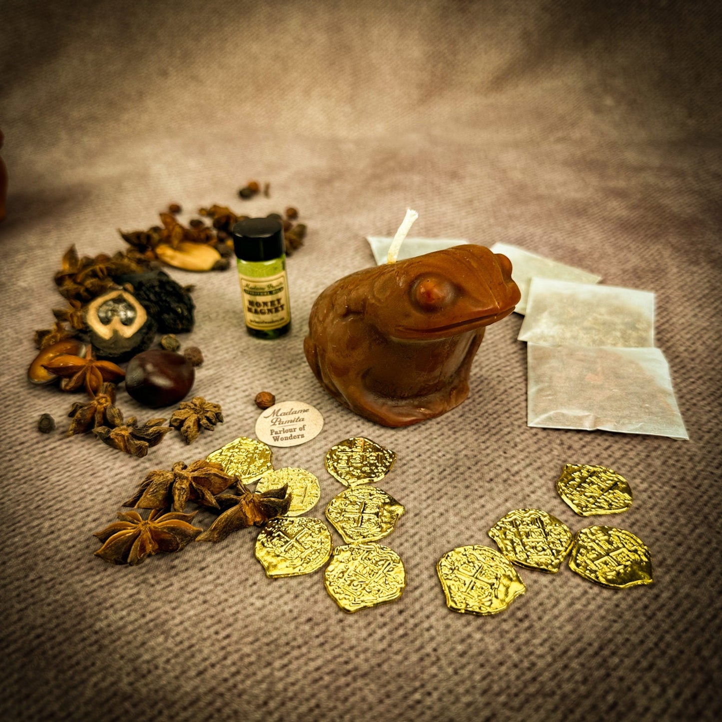 Lucky Money Frog Candle Spell Kit - Abundance & Prosperity – Brown (Long-Lasting Wealth) Candle Spell Kit