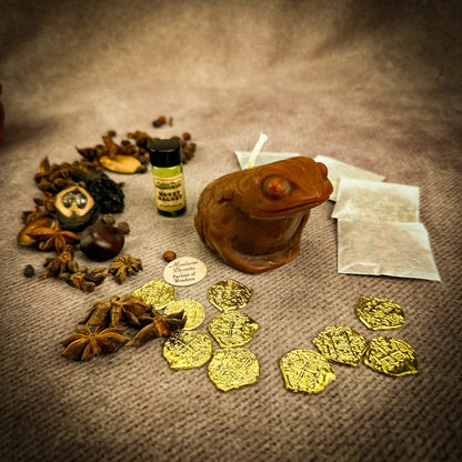 Lucky Money Frog Candle Spell Kit - Abundance & Prosperity – Brown (Long-Lasting Wealth) Candle Spell Kit