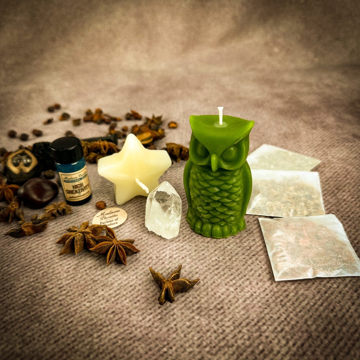 Wise Owl Wishing Star Candle Spell Kit - Wisdom & Success