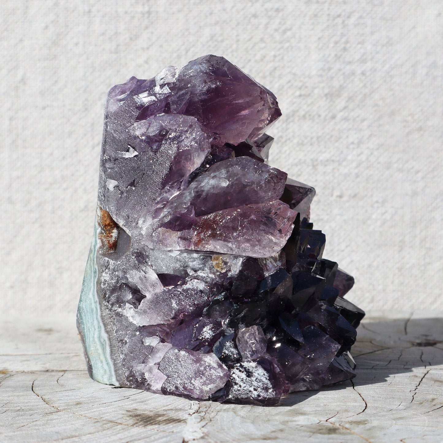 PRIMAL Raw Crystal Cluster – Blue-Green Agate & Obsidian – amethyst clusters