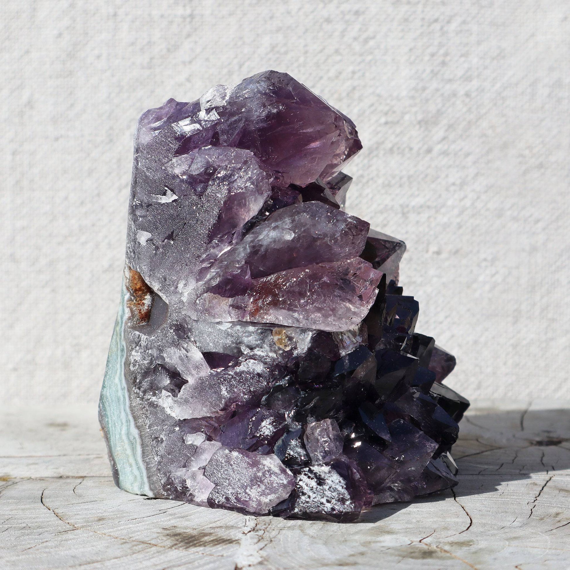 PRIMAL Raw Crystal Cluster – Blue-Green Agate & Obsidian – amethyst clusters