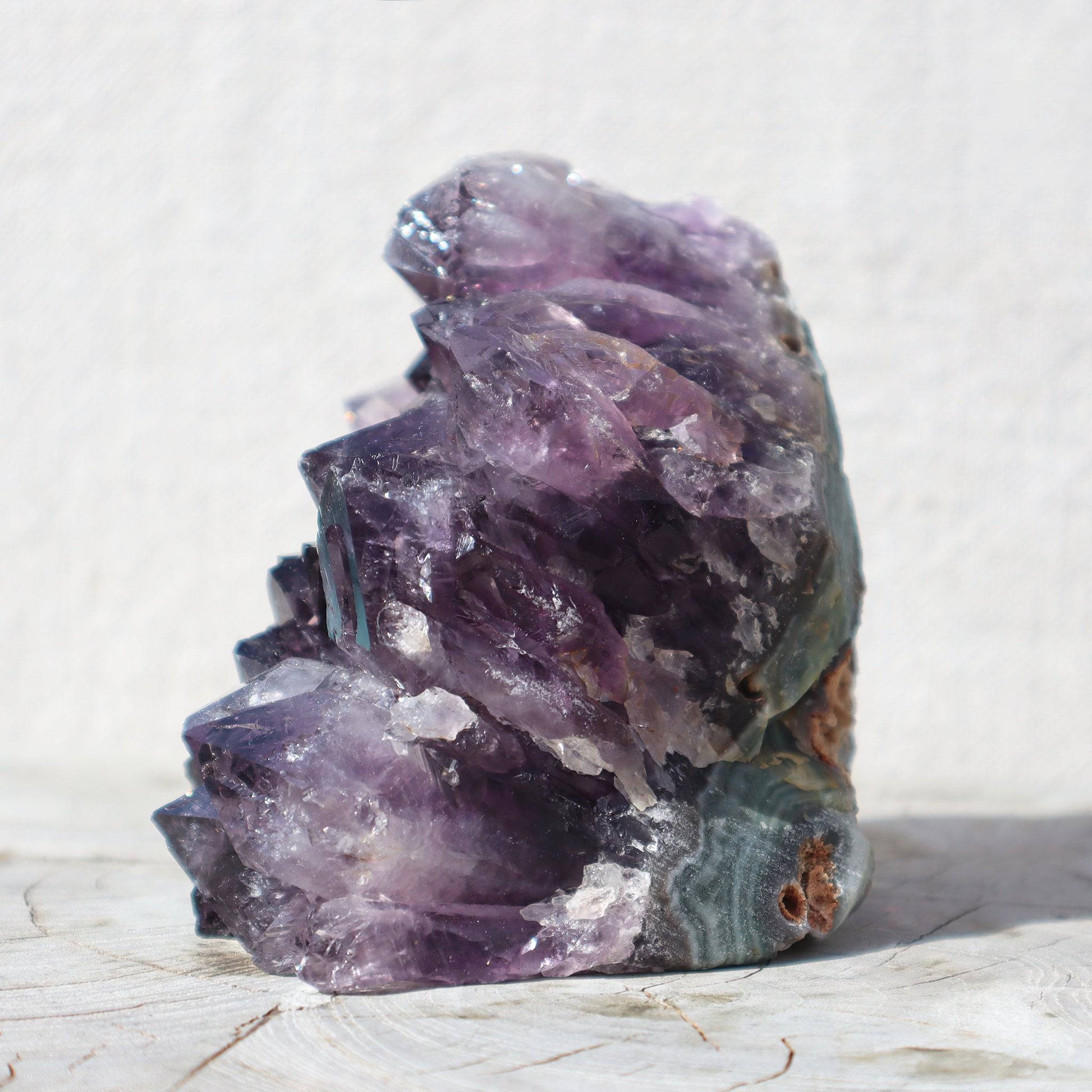PRIMAL Raw Crystal Cluster – Blue-Green Agate & Obsidian – amethyst clusters