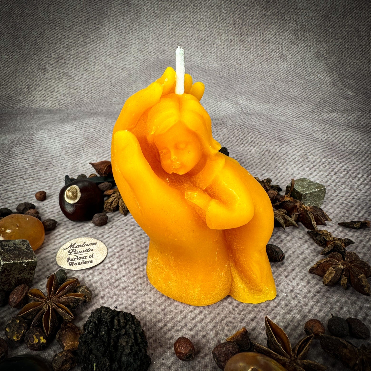 Mother Child Protection Spell Kit | Beeswax Candle – Yellow (Happiness) Candle Spell Kit
