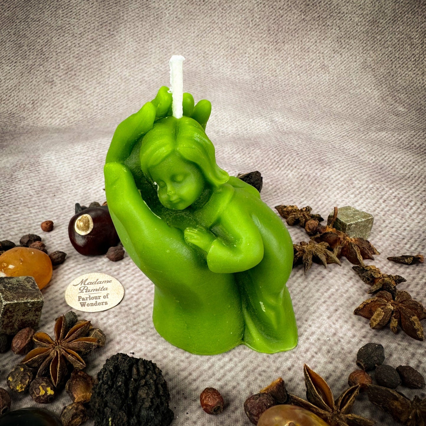 Mother Child Protection Spell Kit | Beeswax Candle – Green (Fertility) Candle Spell Kit