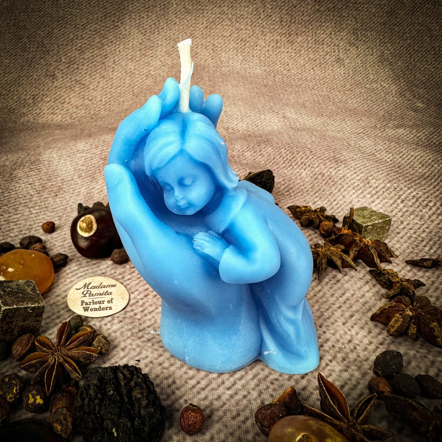 Mother Child Protection Spell Kit | Beeswax Candle – Blue (Healing) Candle Spell Kit