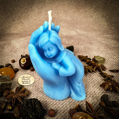 Mother Child Protection Spell Kit | Beeswax Candle – Blue (Healing) Candle Spell Kit