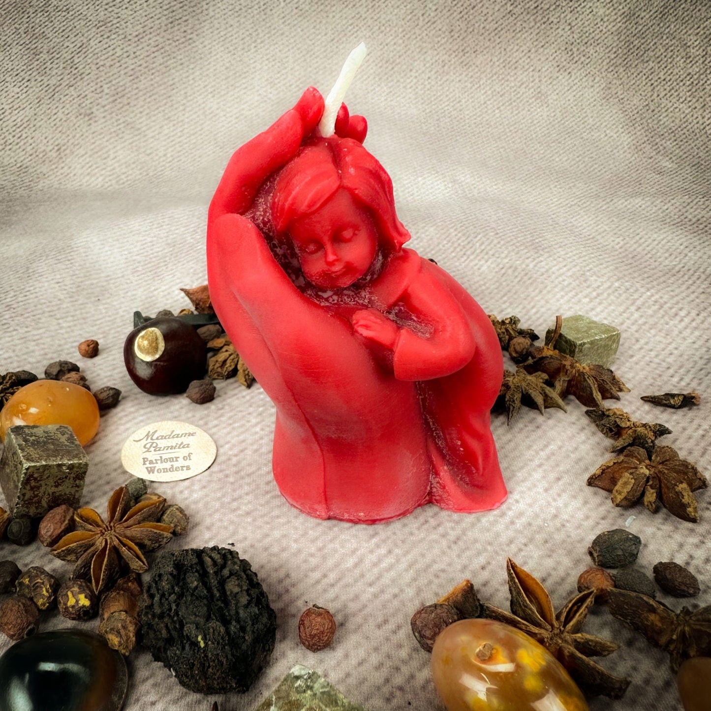 Mother Child Protection Spell Kit | Beeswax Candle – Red (Vitality) Candle Spell Kit