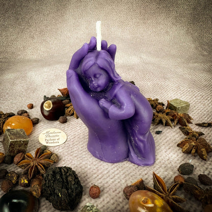 Mother Child Protection Spell Kit | Beeswax Candle – Purple (Empowerment) Candle Spell Kit