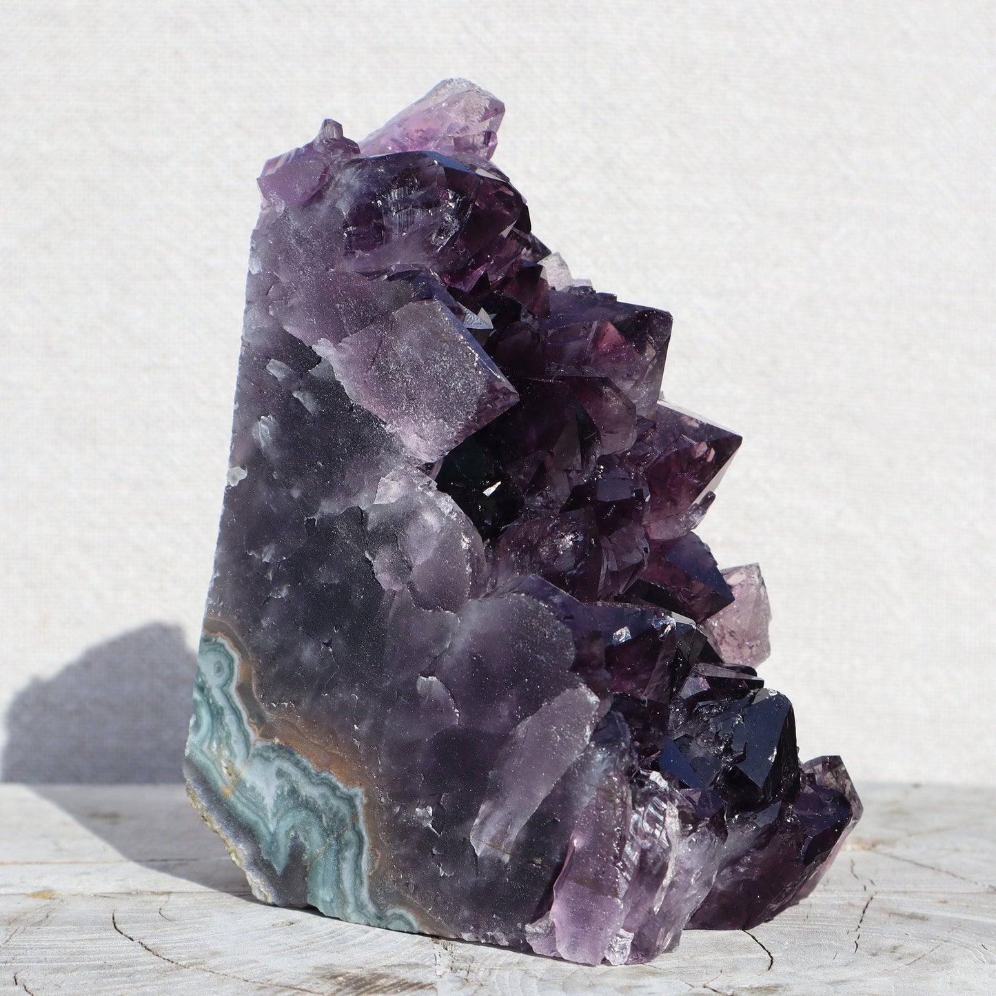 Raw Amethyst Crystal Cluster – Blue-Green Agate Display – amethyst clusters