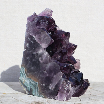 Raw Amethyst Crystal Cluster – Blue-Green Agate Display – amethyst clusters