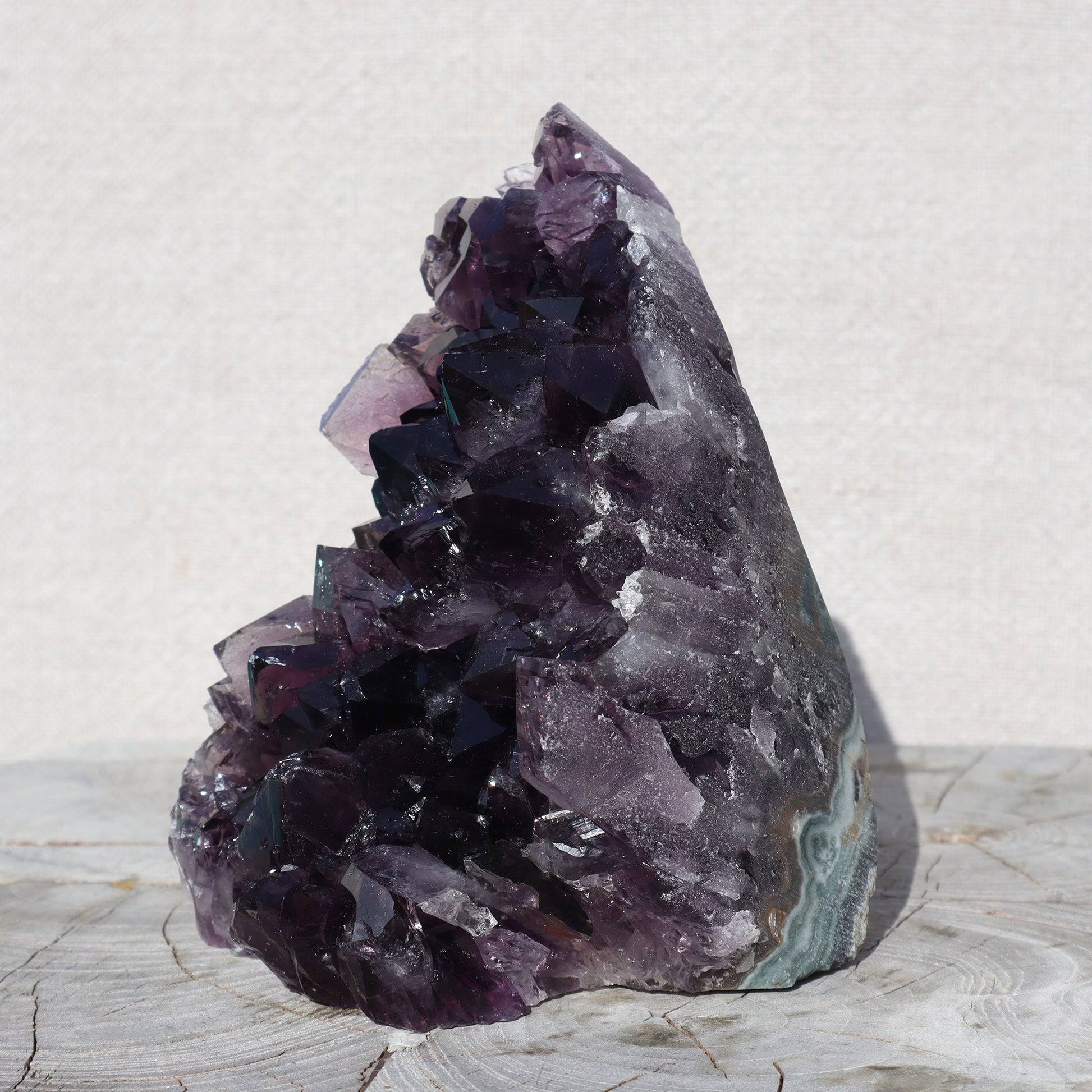 Raw Amethyst Crystal Cluster – Blue-Green Agate Display – amethyst clusters