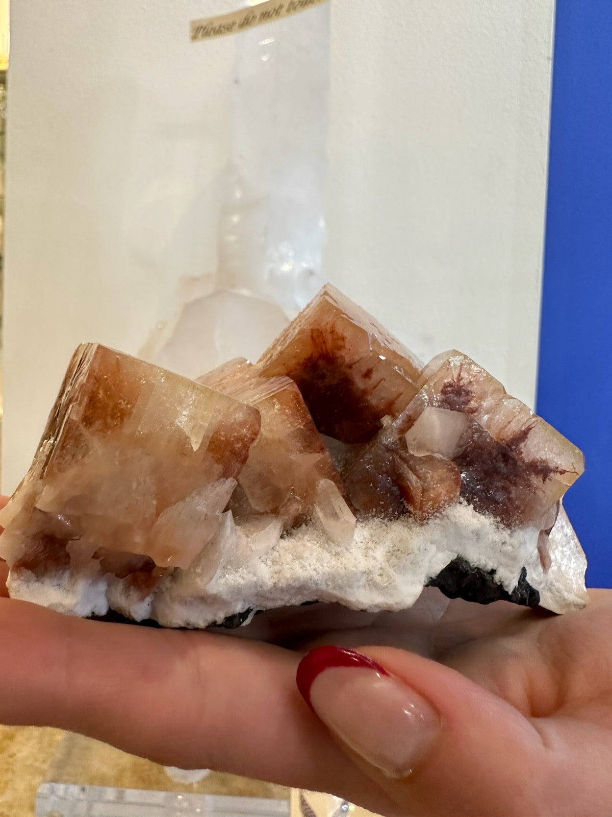 Red Apophyllite Cube with Stilbite on Matrix from Pune, India – Minerals