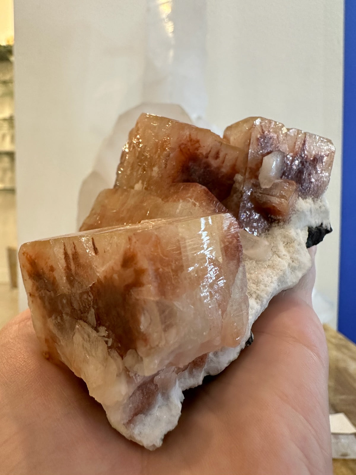 Red Apophyllite Cube with Stilbite on Matrix from Pune, India – Minerals