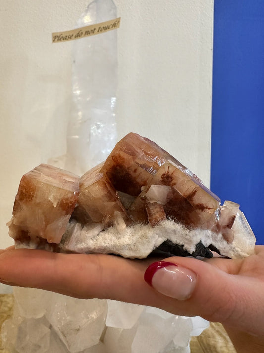 Red Apophyllite Cube with Stilbite on Matrix from Pune, India – Minerals