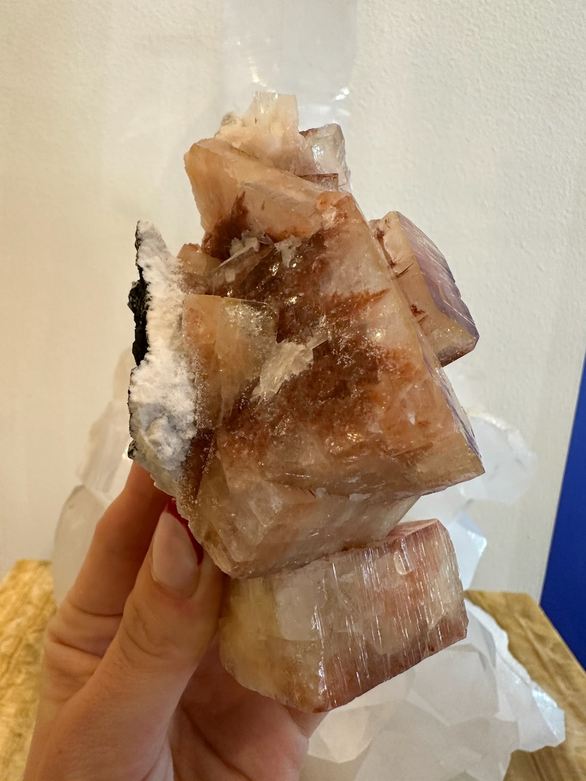 Red Apophyllite Cube with Stilbite on Matrix from Pune, India – Minerals