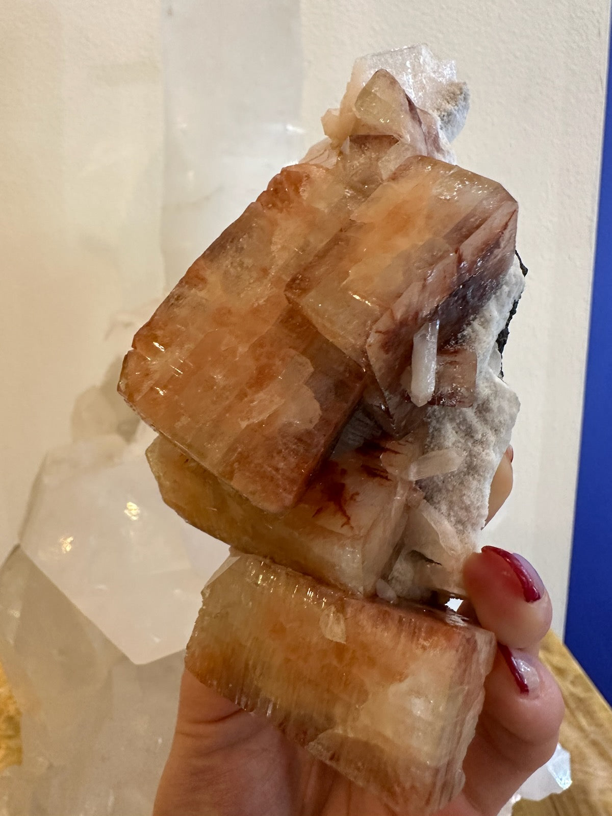 Red Apophyllite Cube with Stilbite on Matrix from Pune, India – Minerals