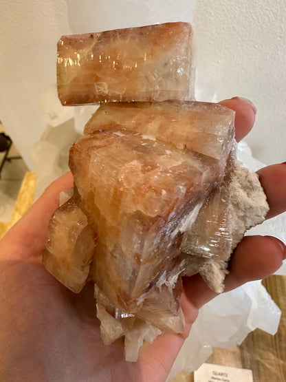 Red Apophyllite Cube with Stilbite on Matrix from Pune, India – Minerals