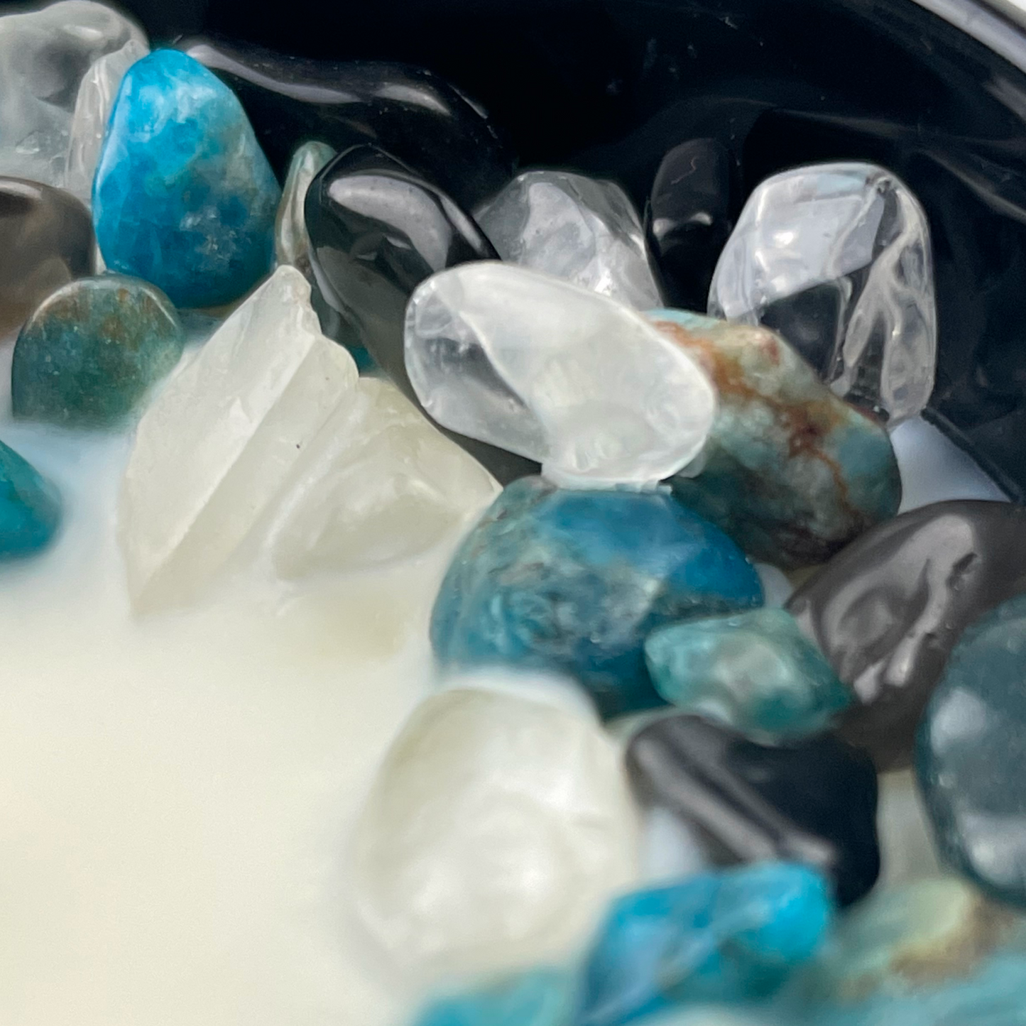 Blackberry Saffron Crystal Candle with Obsidian, Blue Apatite, & Quartz | Coconut-Soy Wax Candle, 9oz