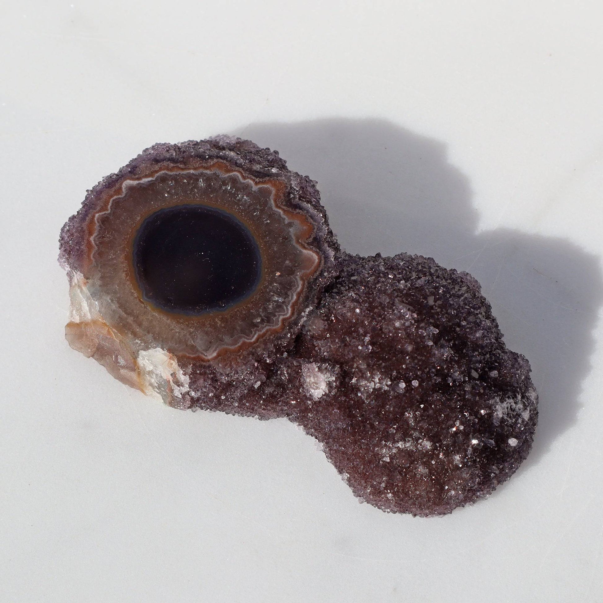 Amethyst Geode Slice “A CHICK” – small, playful, and naturally shaped like a young bird. – Rare Amethyst Cluster Stalactites Uruguay