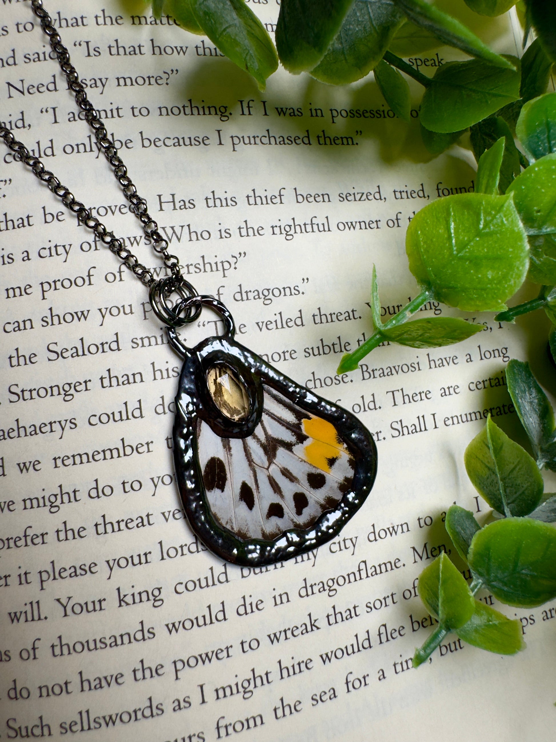 Butterfly Wing and Citrine Necklace – Necklace