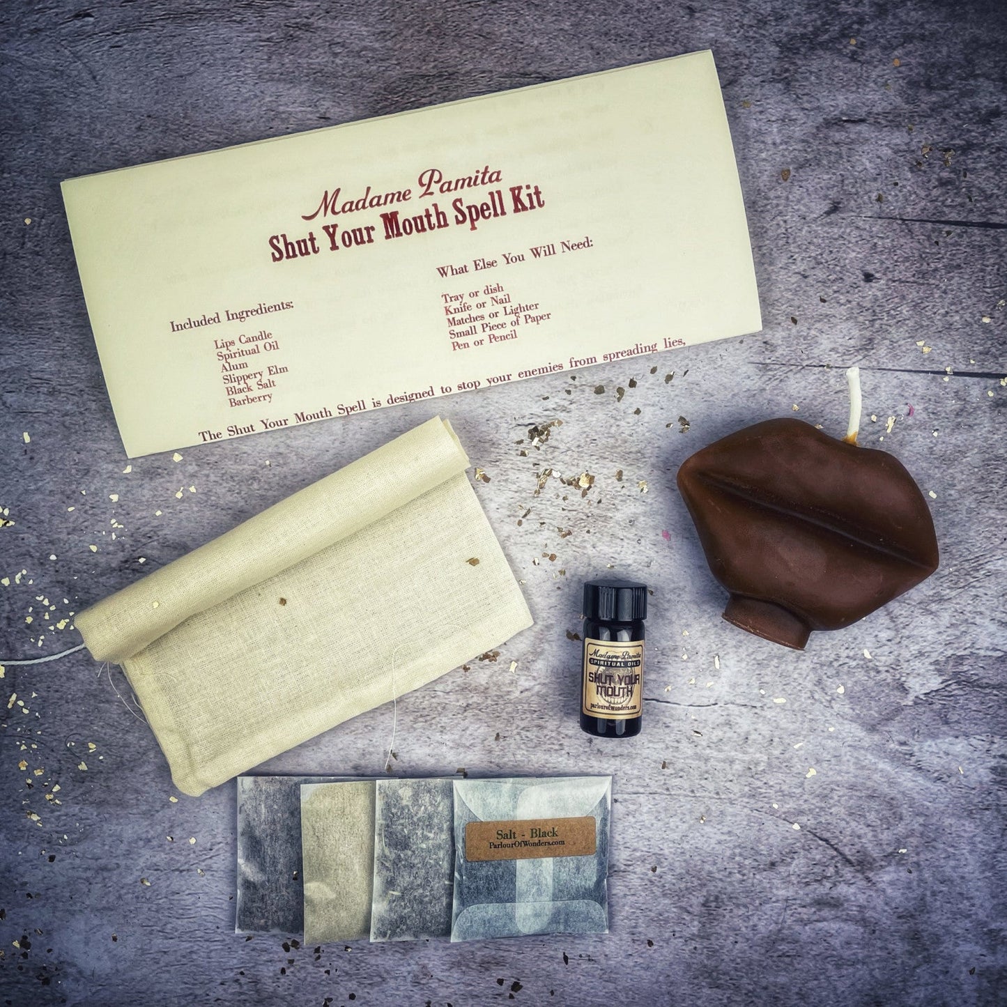 Shut Your Mouth Spell Kit – Brown (Stop Testimony)