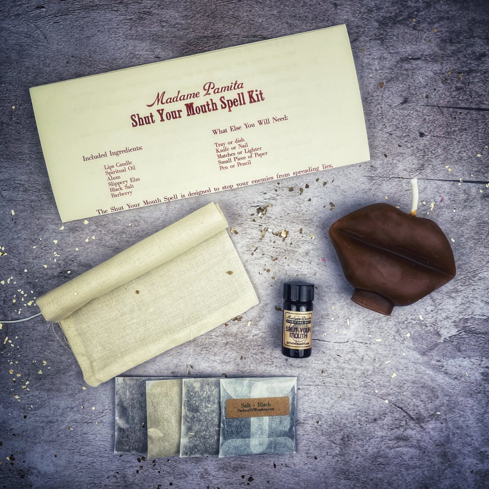 Shut Your Mouth Spell Kit – Brown (Stop Testimony)