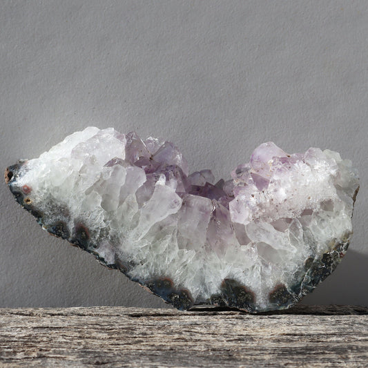 Rugged Crown Amethyst Geode Slice | Basalt & Agate Display – Rare Quartz Geodes