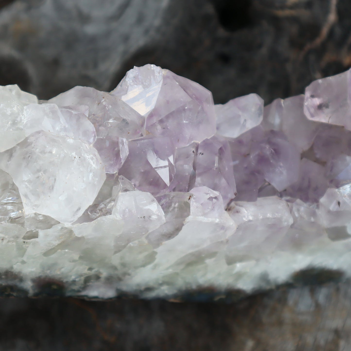 Rugged Crown Amethyst Geode Slice | Basalt & Agate Display – Rare Quartz Geodes