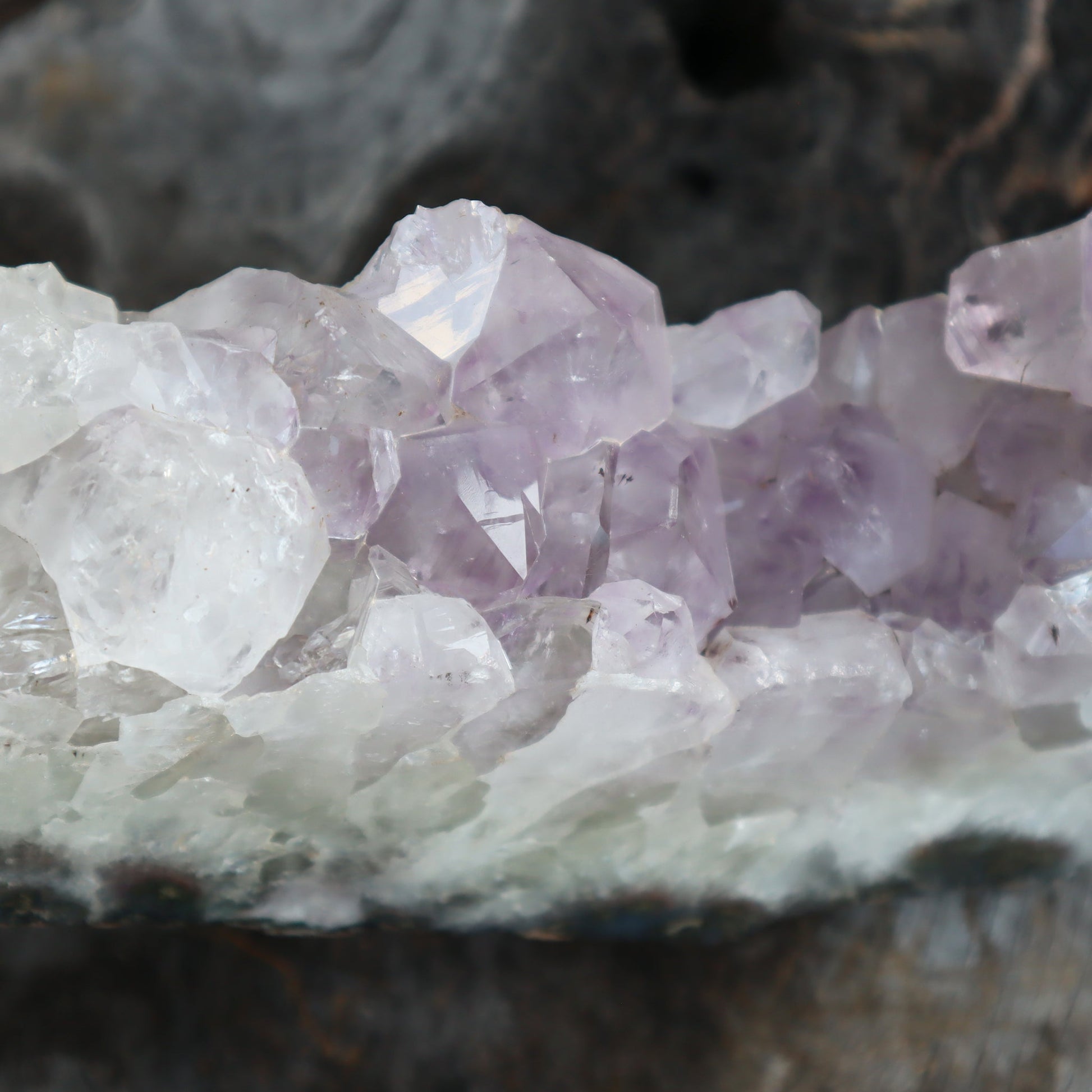 Rugged Crown Amethyst Geode Slice | Basalt & Agate Display – Rare Quartz Geodes
