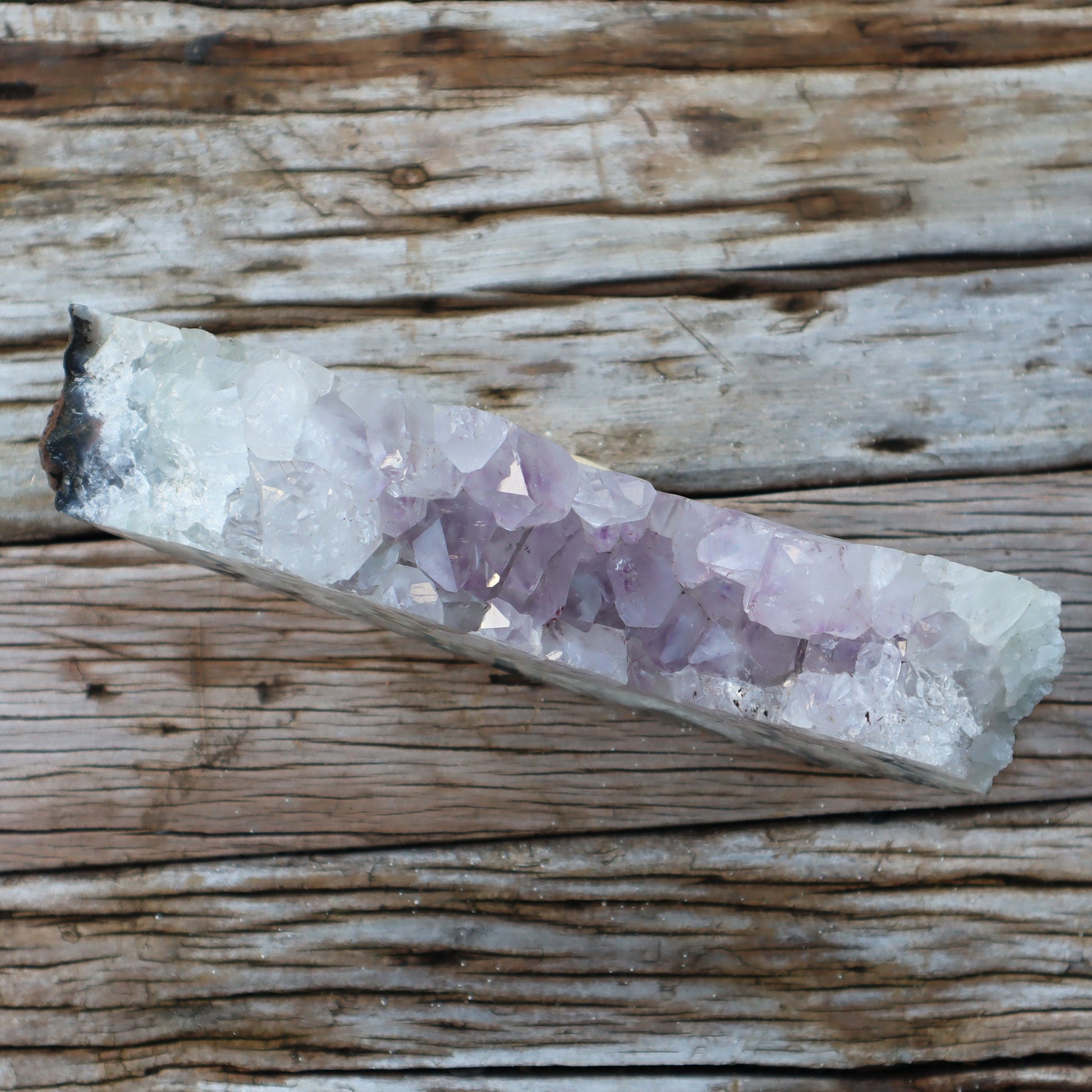 Rugged Crown Amethyst Geode Slice | Basalt & Agate Display – Rare Quartz Geodes